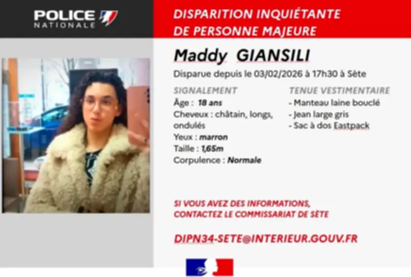 Disparition inquiétante de Maddy Giansili à Frontignan : la police lance un appel à témoins