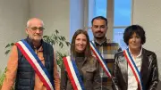 Céline Farre élue maire de Crespian, entourée de ses trois adjoints