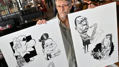 Man expose ses caricatures de jazz et offre un concert au Dôme à Montpellier