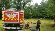 Sauvetage d'un veau tombé dans un puits à Montbrun par le Grimp