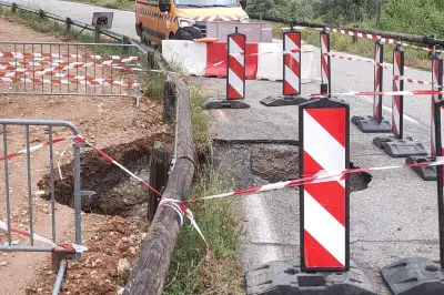 Effondrement de la chaussée sur la RD 49 à Bauduen, circulation perturbée