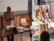 Conférence sur Kandinsky à Savignac-Lédrier : Reg Alcorn peint en musique