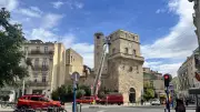 Exercice des pompiers à la tour de la Babote à Montpellier