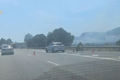Un camion en feu sur l'A57 déclenche un incendie de végétation à Cuers