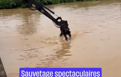 Sauvetage spectaculaire de cochons avec une pelleteuse en Chine
