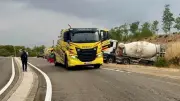 Camion toupie se couche à Prades-le-Lez : chauffeur blessé