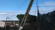 Poteau électrique cassé à Montagnac remplacé le 30 juillet