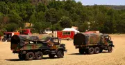 Un A400M largue du retardant sur l'incendie des Landes et de la Gironde