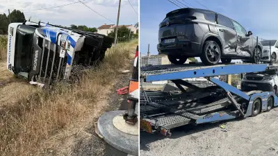 Poids lourd renversé près de Béziers : des voitures éparpillées sur la route