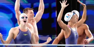 Relais français sacré champion d'Europe du 4x100 m quatre nages mixte