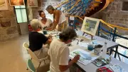Aquarelle de Myriam Chabosson à l'office de tourisme