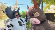 Feria de Béziers : Lucie et Molan, stars en mascottes gonflables