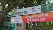 Montagnac : banderole en hommage aux pompiers et CCFF