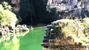 Saint-Rome-de-Tarn : la pile des Baumes, vestige d'un pont inachevé