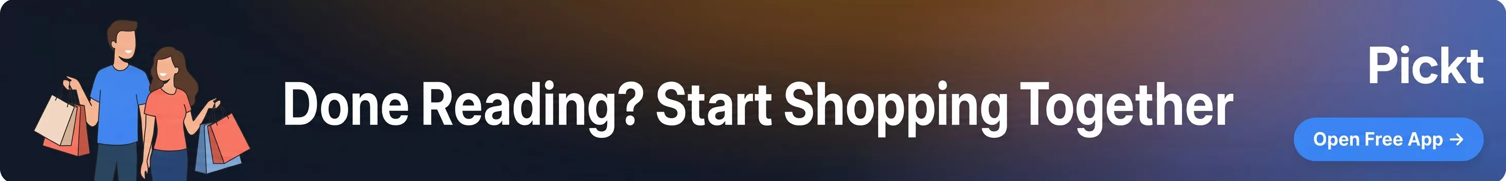 Bannière post-article Pickt — app de listes de courses collaboratives avec illustration familiale